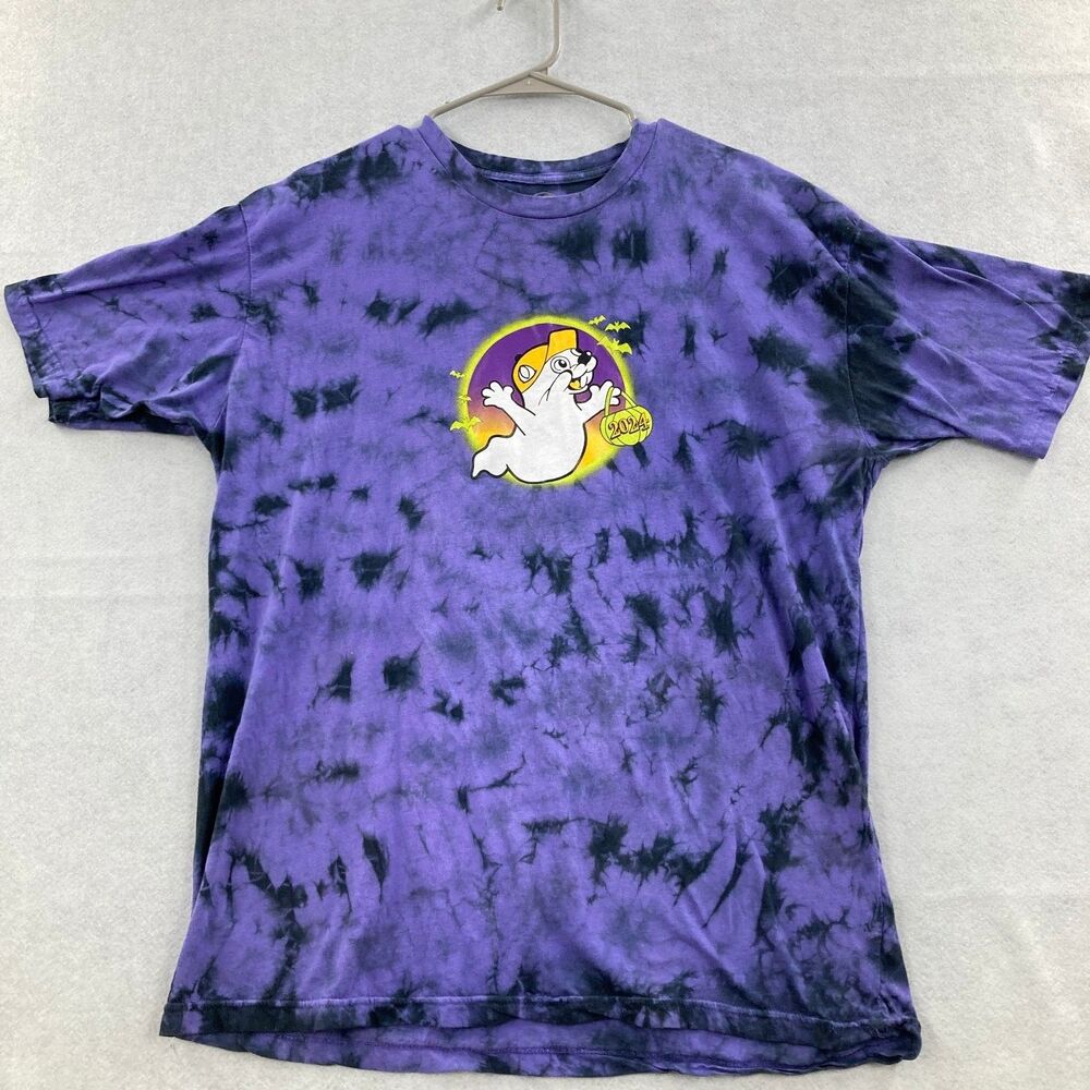 Buc-ee's Halloween Hey Boo! Tie-Dye T-Shirt Men's XL Purple Black Ghost Beaver